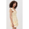 Sweat Daily Square Neckline Short Flutter Sleeve Smocked Elastic Bodice Lace Edges Dress