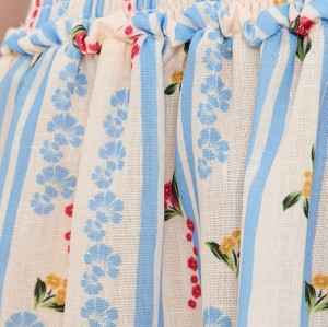 Sample Daily Camisole Square Neckline Smocked Elastic Bodice Tiered Ruffle Hem Floral Print Dress
