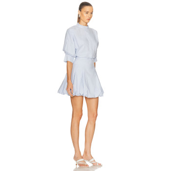 New trends Lightweight High waisted Stand up collar Elegant Cut out Woman's Bubble Dress