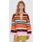 Sample Daily V-Neckline Long Sleeve Pullover Design Striped Print Casual Tops