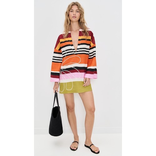 Sample Daily V-Neckline Long Sleeve Pullover Design Striped Print Casual Tops