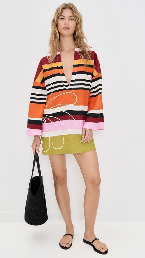 Sample Daily V-Neckline Long Sleeve Pullover Design Striped Print Casual Tops