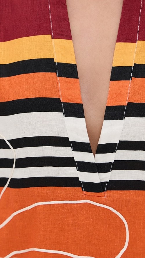 Sample Daily V-Neckline Long Sleeve Pullover Design Striped Print Casual Tops