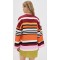 Sample Daily V-Neckline Long Sleeve Pullover Design Striped Print Casual Tops