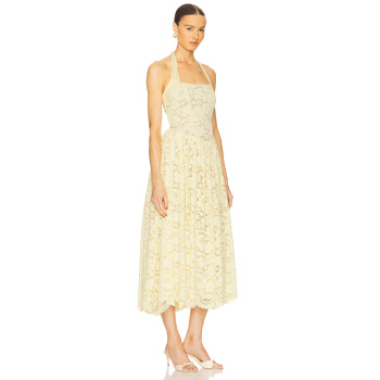 High quality New fashion Sweat Daily Halter neckline Sleeveless Backless Woman's Midi Dress