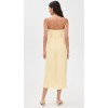 Sample Daily Bandeau Neckline Smocked Elastic Bodice Decorative Buttons Solid Color Dress