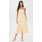 Sample Daily Bandeau Neckline Smocked Elastic Bodice Decorative Buttons Solid Color Dress