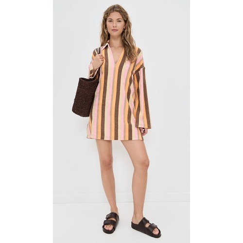 Daily Sample V-Neckline Long Sleeve Pullover Design Striped Print Casual Tops