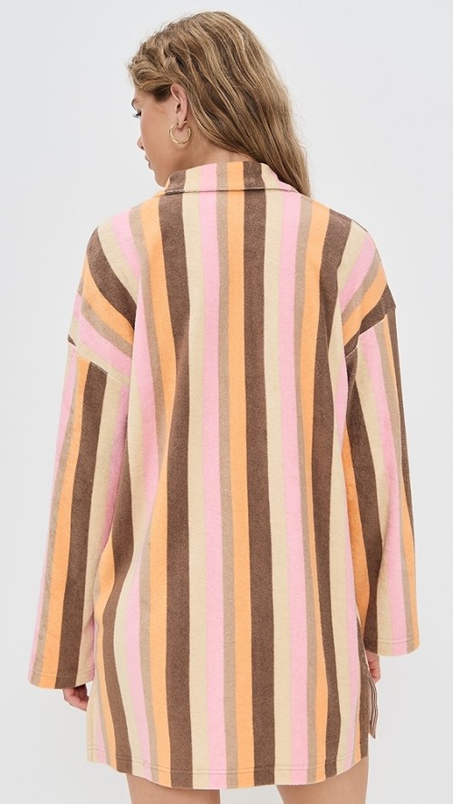 Daily Sample V-Neckline Long Sleeve Pullover Design Striped Print Casual Tops