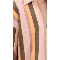 Daily Sample V-Neckline Long Sleeve Pullover Design Striped Print Casual Tops