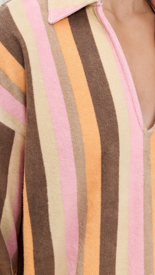 Daily Sample V-Neckline Long Sleeve Pullover Design Striped Print Casual Tops