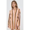 Daily Sample V-Neckline Long Sleeve Pullover Design Striped Print Casual Tops