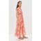 Elegant Daily V-Neckline Short Sleeve Buttons At Front Tie At Waist Floral Print Tiered Dress
