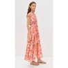 Elegant Daily V-Neckline Short Sleeve Buttons At Front Tie At Waist Floral Print Tiered Dress