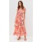 Elegant Daily V-Neckline Short Sleeve Buttons At Front Tie At Waist Floral Print Tiered Dress
