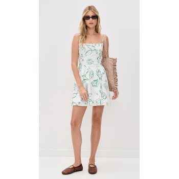 Vacation Style Camisole Square Neckline Backless Food Print Embroidered Trim Casual Dress