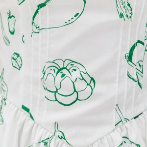 Vacation Style Camisole Square Neckline Backless Food Print Embroidered Trim Casual Dress