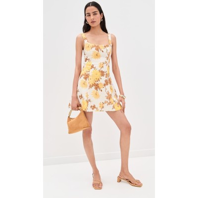 Sample Elegant Camisole Square Neckline Smocked Elastic Back Backless Floral Print Casual Dress