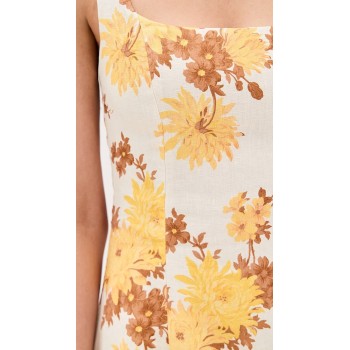 Sample Elegant Camisole Square Neckline Smocked Elastic Back Backless Floral Print Casual Dress