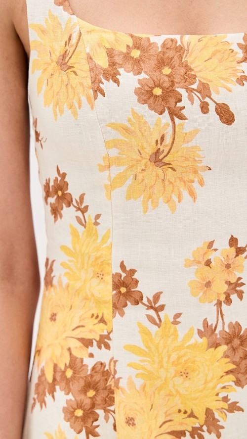 Sample Elegant Camisole Square Neckline Smocked Elastic Back Backless Floral Print Casual Dress