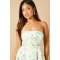 Sample Elegant Bandeau Neckline Tight Waist Backless Floral Print Formal Dress