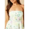 Sample Elegant Bandeau Neckline Tight Waist Backless Floral Print Formal Dress
