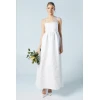 Elegant Camisole Square Neckline Solid Color Floral Embroidered Backless Formal Dress