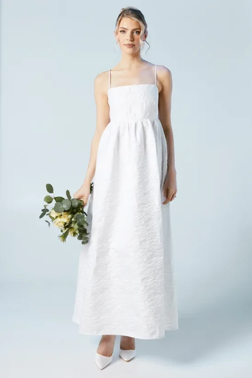 Elegant Camisole Square Neckline Solid Color Floral Embroidered Backless Formal Dress