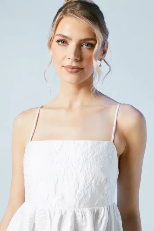 Elegant Camisole Square Neckline Solid Color Floral Embroidered Backless Formal Dress