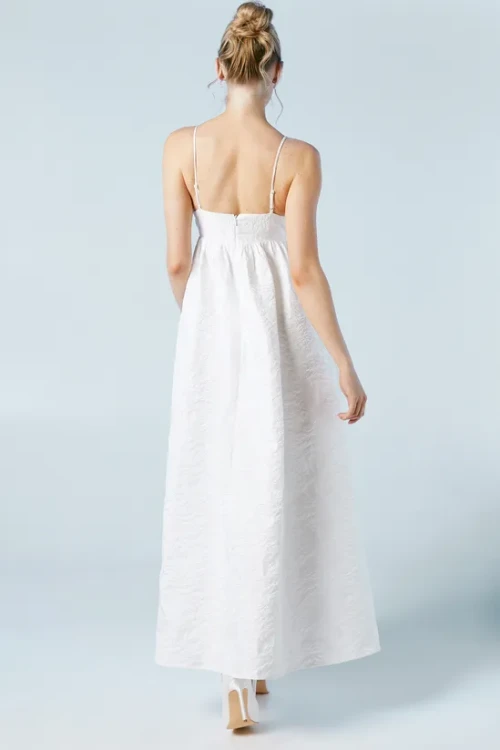 Elegant Camisole Square Neckline Solid Color Floral Embroidered Backless Formal Dress