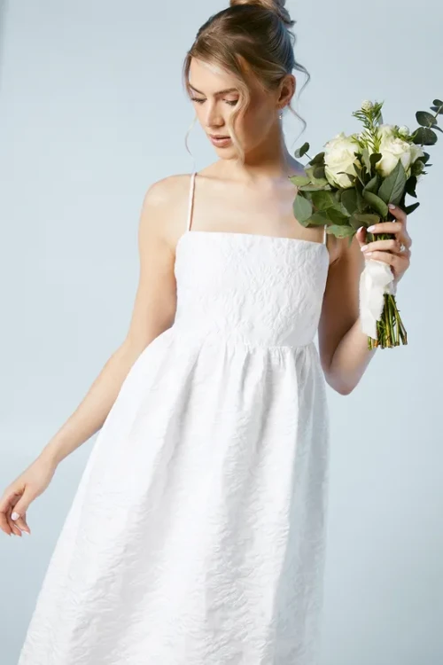 Elegant Camisole Square Neckline Solid Color Floral Embroidered Backless Formal Dress