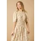 Elegant Round Neckline Puff Sleeves Smocked Bodice Floral Print Formal Dress