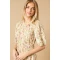 Elegant Round Neckline Puff Sleeves Smocked Bodice Floral Print Formal Dress