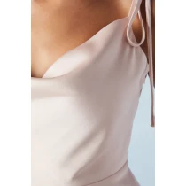 Sexy Elegant Cowl Neckline Camisole Backless High Waist Solid Color Casual Dress