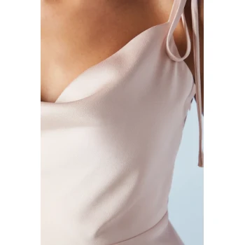 Sexy Elegant Cowl Neckline Camisole Backless High Waist Solid Color Casual Dress