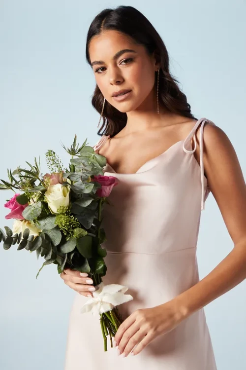 Sexy Elegant Cowl Neckline Camisole Backless High Waist Solid Color Casual Dress