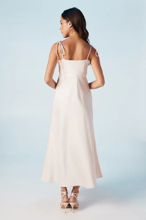 Sexy Elegant Cowl Neckline Camisole Backless High Waist Solid Color Casual Dress