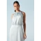 Elegant Halter Neckline Sleeveless High Ruffle Tight Waist Solid Color Casual Dress