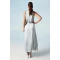 Elegant Halter Neckline Sleeveless High Ruffle Tight Waist Solid Color Casual Dress