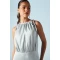Elegant Halter Neckline Sleeveless High Ruffle Tight Waist Solid Color Casual Dress