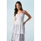 Elegant V- Neckline Sleeveless High Tight Waist Solid Color Formal Tiered Dress