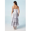 Elegant V- Neckline Sleeveless High Tight Waist Solid Color Formal Tiered Dress