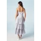 Elegant V- Neckline Sleeveless High Tight Waist Solid Color Formal Tiered Dress