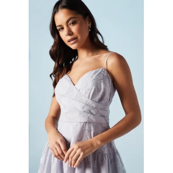 Elegant V- Neckline Sleeveless High Tight Waist Solid Color Formal Tiered Dress