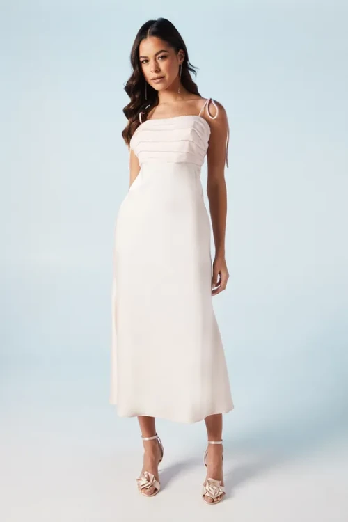 Fashion Elegant Camisole Square Neckline Backless High Waist Solid Color Formal Dress
