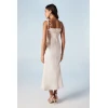 Fashion Elegant Camisole Square Neckline Backless High Waist Solid Color Formal Dress
