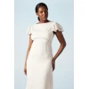 Fashion Luxury Round Neckline Cut Out Solid Color Tiered Ruffle Hem Elegant Dress