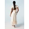 Fashion Luxury Round Neckline Cut Out Solid Color Tiered Ruffle Hem Elegant Dress