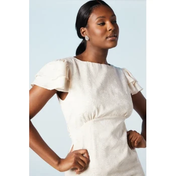 Fashion Luxury Round Neckline Cut Out Solid Color Tiered Ruffle Hem Elegant Dress