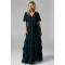 Luxury Elegant V-Neckline Puff Sleeve Solid Color Ruffle Tight Waist Dress